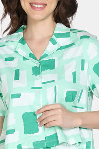 Zivame 2 Mile Fashion Knit Cotton Loungewear Set - Brook Green — thumbnail 6